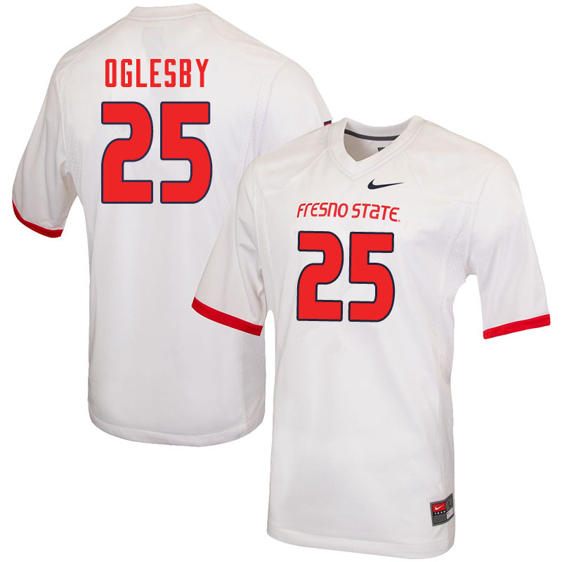 Men #25 Bryson Oglesby Fresno State Bulldogs College Football Jerseys Sale-White